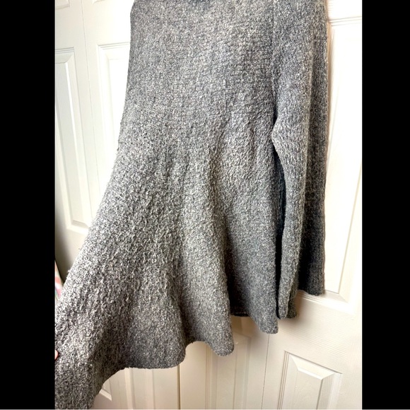 BOSTON PROPER Gray Sweater Pullover Mock Neck Peplum Long Tunic Wool Blends - Picture 3 of 10